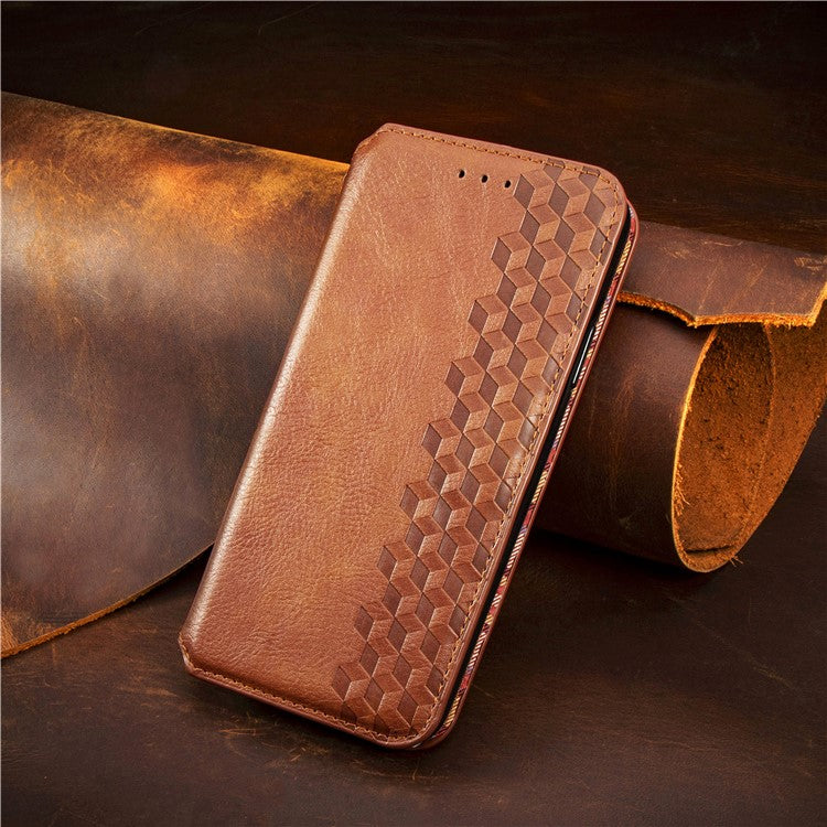 For vivo T3 Ultra 5G Case Rhombus Imprint PU Leather Wallet Phone Cover - Brown