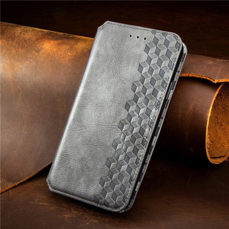 For vivo T3 Ultra 5G Case Rhombus Imprint PU Leather Wallet Phone Cover - Grey