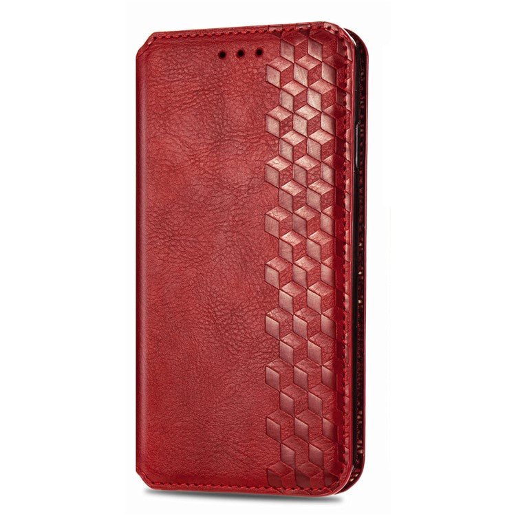 For vivo T3 Ultra 5G Case Rhombus Imprint PU Leather Wallet Phone Cover - Red