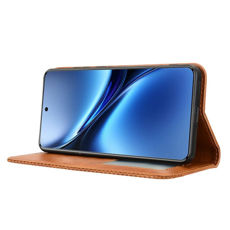 For vivo X200 Pro 5G Leather Case Wallet Stand Retro Texture Phone Cover - Brown