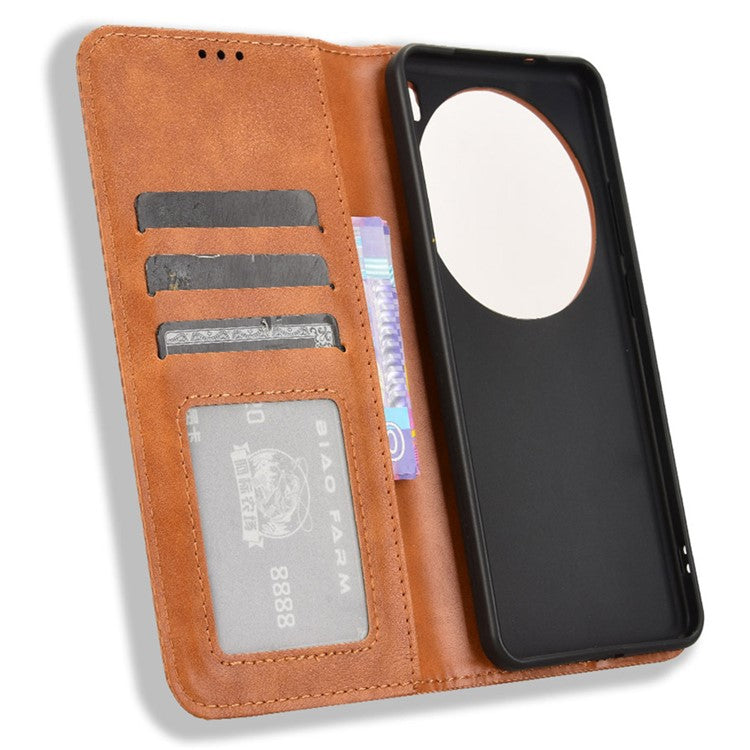 For vivo X200 Pro 5G Leather Case Wallet Stand Retro Texture Phone Cover - Brown