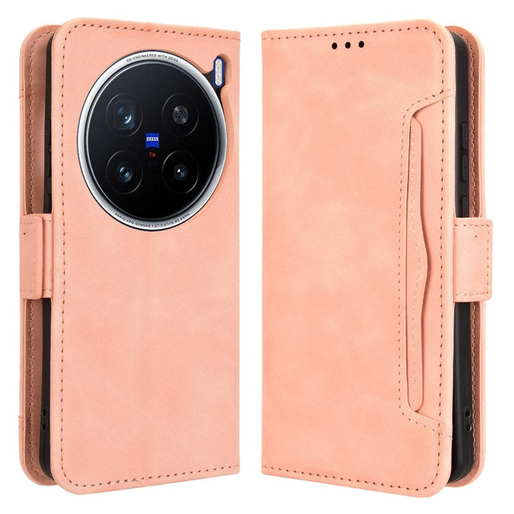 For vivo X200 Pro 5G Leather Case Phone Wallet Cover with Multiple Card Slots - Pink