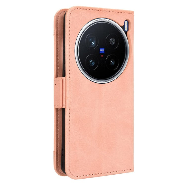 For vivo X200 Pro 5G Leather Case Phone Wallet Cover with Multiple Card Slots - Pink