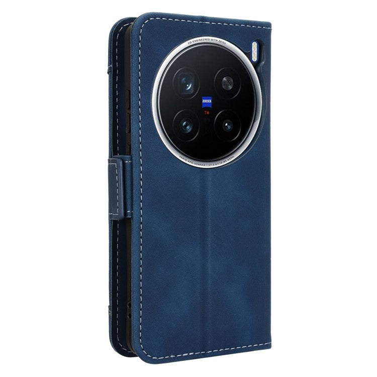 For vivo X200 Pro 5G Leather Case Phone Wallet Cover with Multiple Card Slots - Blue