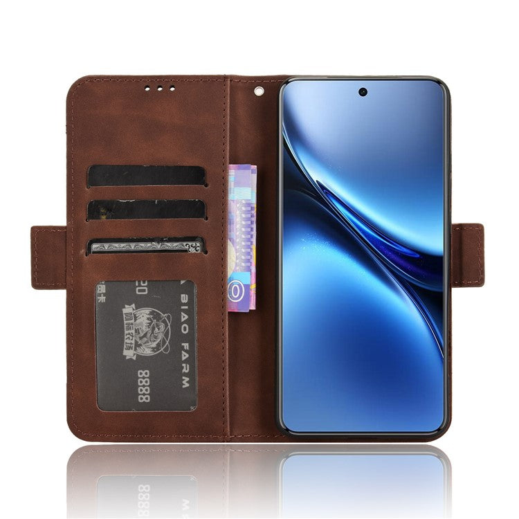 For vivo X200 Pro 5G Leather Case Phone Wallet Cover with Multiple Card Slots - Brown