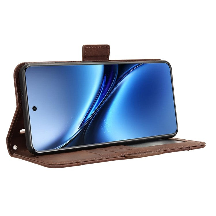 For vivo X200 Pro 5G Leather Case Phone Wallet Cover with Multiple Card Slots - Brown