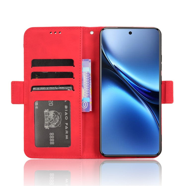 For vivo X200 Pro 5G Leather Case Phone Wallet Cover with Multiple Card Slots - Red