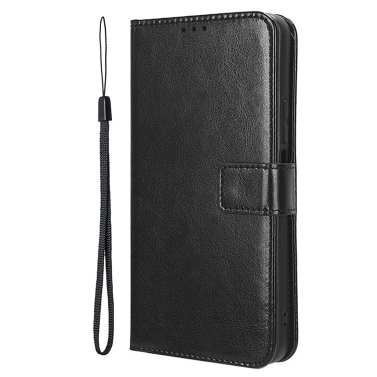 For vivo X200 Pro 5G Case Crazy Horse Texture PU Leather Phone Wallet Cover - Black