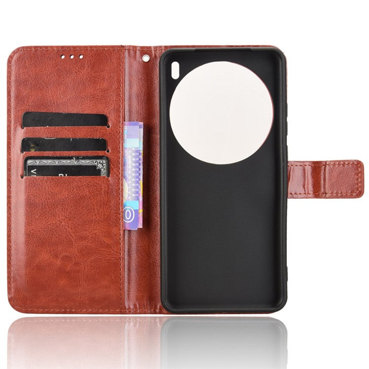 For vivo X200 Pro 5G Case Crazy Horse Texture PU Leather Phone Wallet Cover - Brown