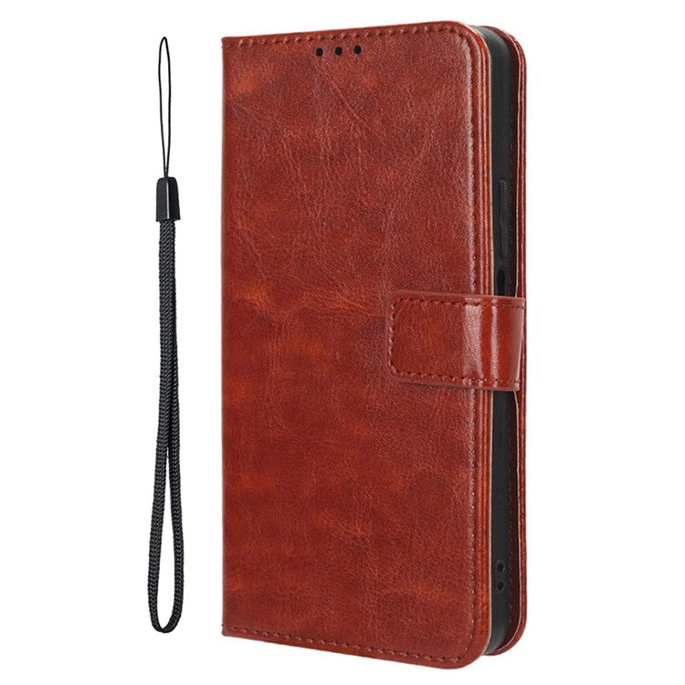 For vivo X200 Pro 5G Case Crazy Horse Texture PU Leather Phone Wallet Cover - Brown