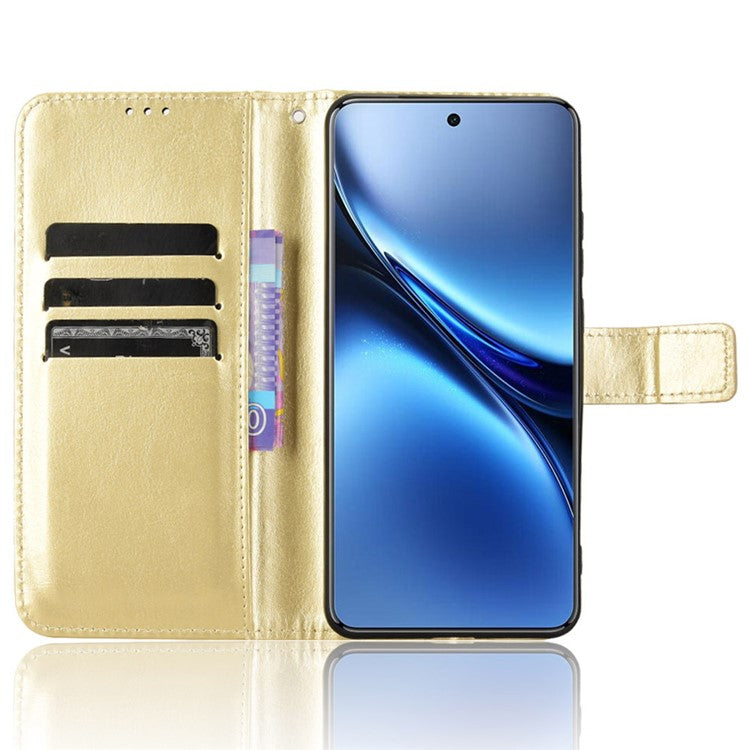 For vivo X200 Pro 5G Case Crazy Horse Texture PU Leather Phone Wallet Cover - Gold