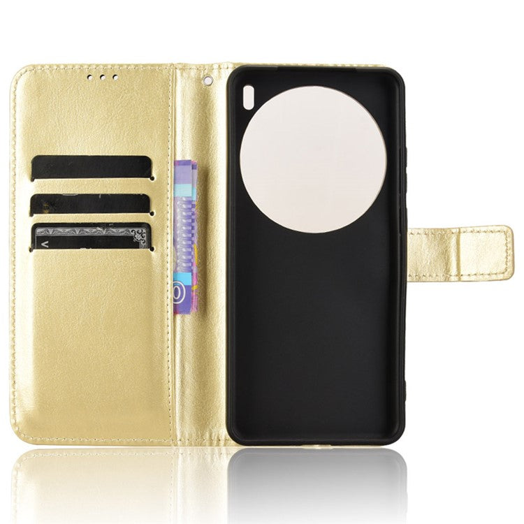 For vivo X200 Pro 5G Case Crazy Horse Texture PU Leather Phone Wallet Cover - Gold