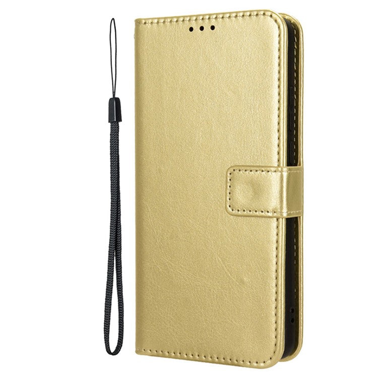 For vivo X200 Pro 5G Case Crazy Horse Texture PU Leather Phone Wallet Cover - Gold