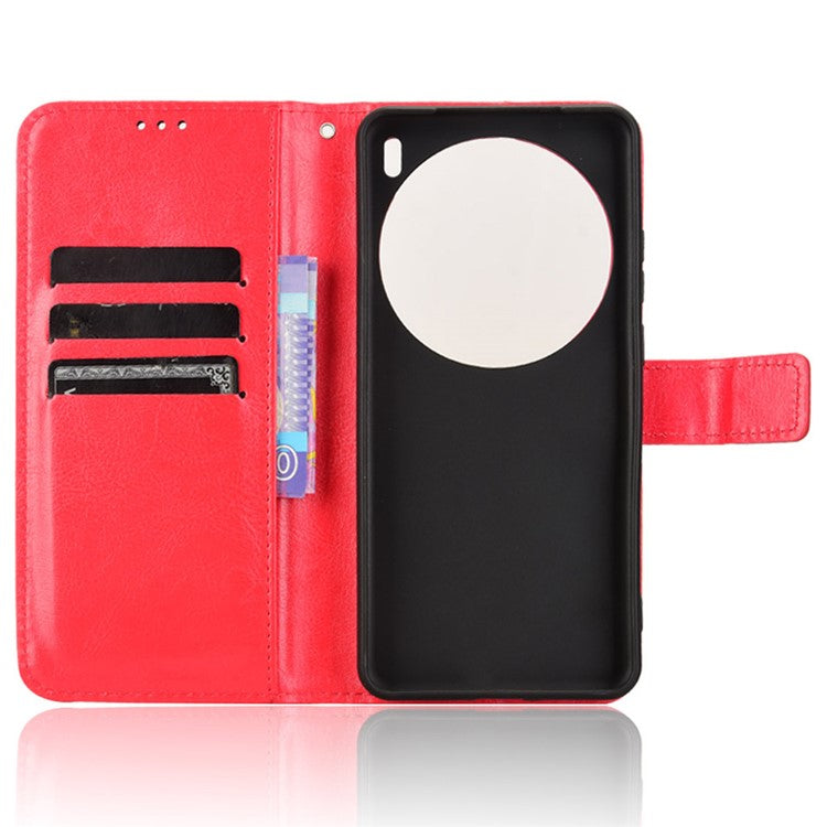 For vivo X200 Pro 5G Case Crazy Horse Texture PU Leather Phone Wallet Cover - Red