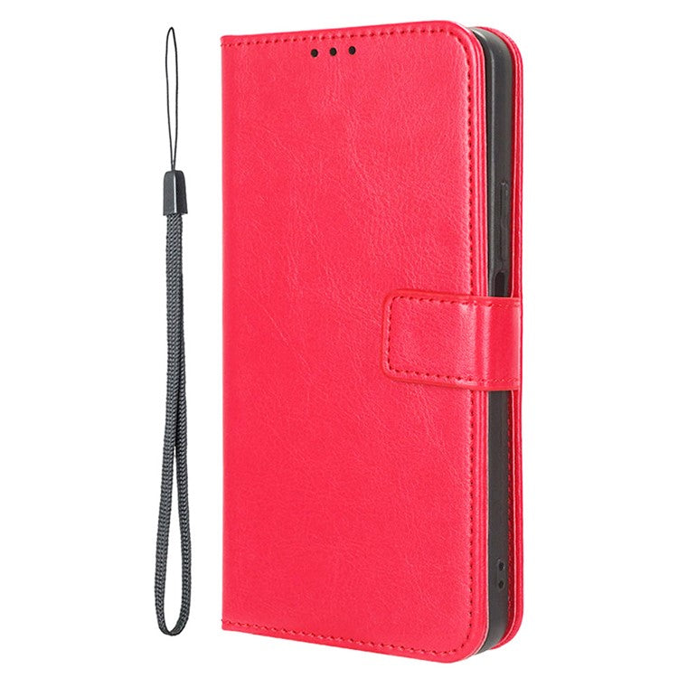 For vivo X200 Pro 5G Case Crazy Horse Texture PU Leather Phone Wallet Cover - Red