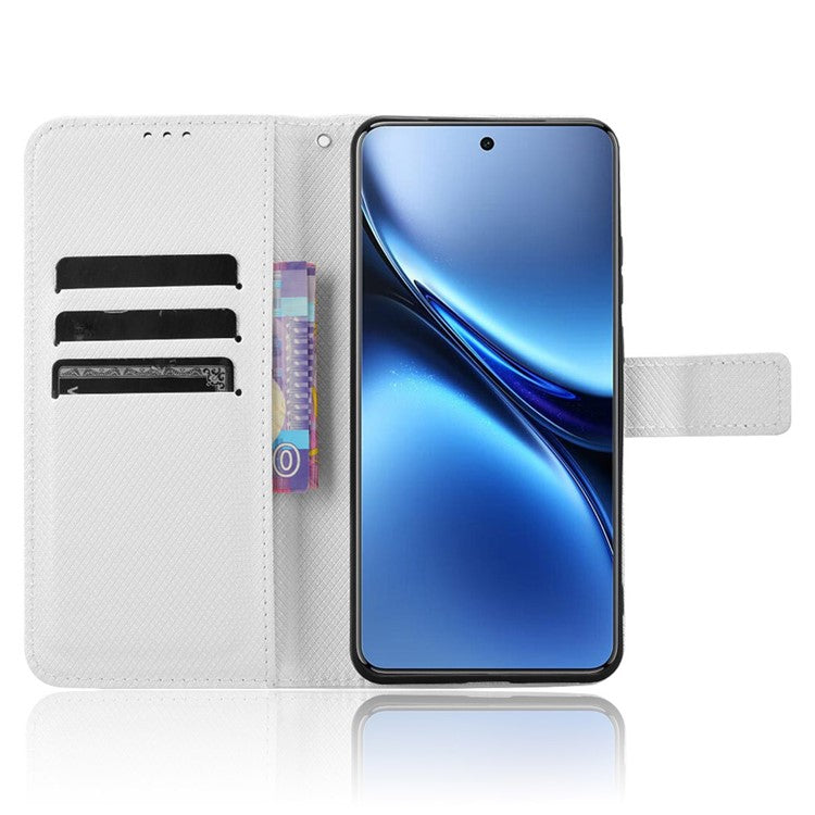 For vivo X200 Pro 5G Case PU Leather Diamond Texture Wallet Phone Cover - White