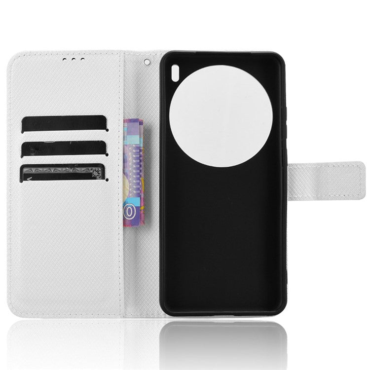 For vivo X200 Pro 5G Case PU Leather Diamond Texture Wallet Phone Cover - White