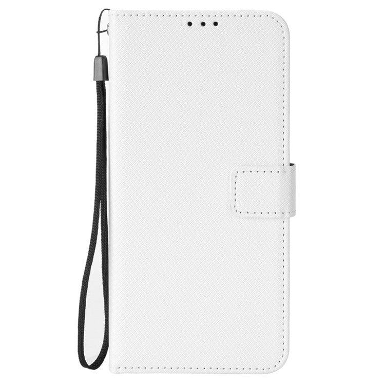 For vivo X200 Pro 5G Case PU Leather Diamond Texture Wallet Phone Cover - White