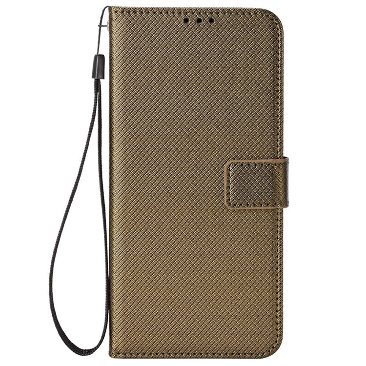 For vivo X200 Pro 5G Case PU Leather Diamond Texture Wallet Phone Cover - Brown