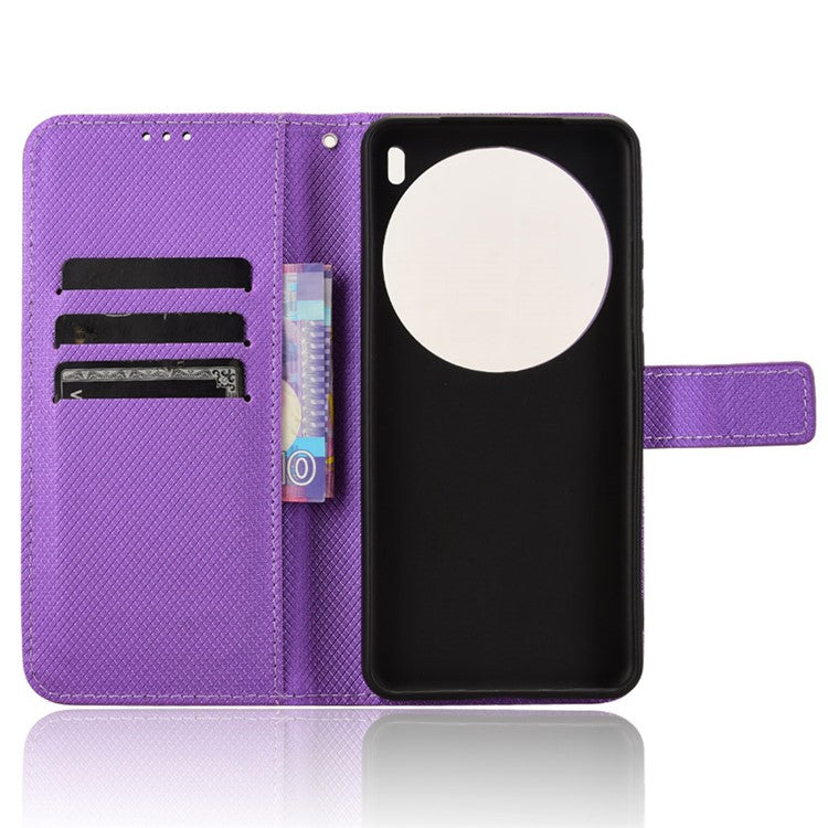 For vivo X200 Pro 5G Case PU Leather Diamond Texture Wallet Phone Cover - Purple