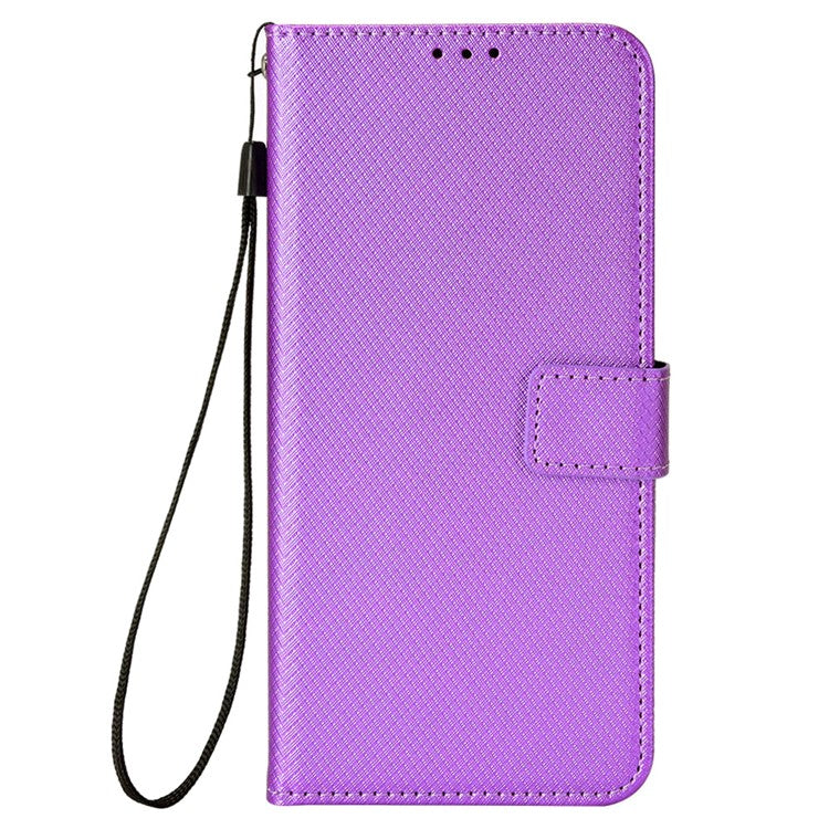 For vivo X200 Pro 5G Case PU Leather Diamond Texture Wallet Phone Cover - Purple