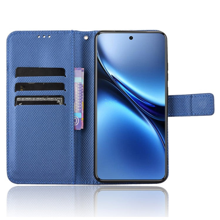 For vivo X200 Pro 5G Case PU Leather Diamond Texture Wallet Phone Cover - Blue