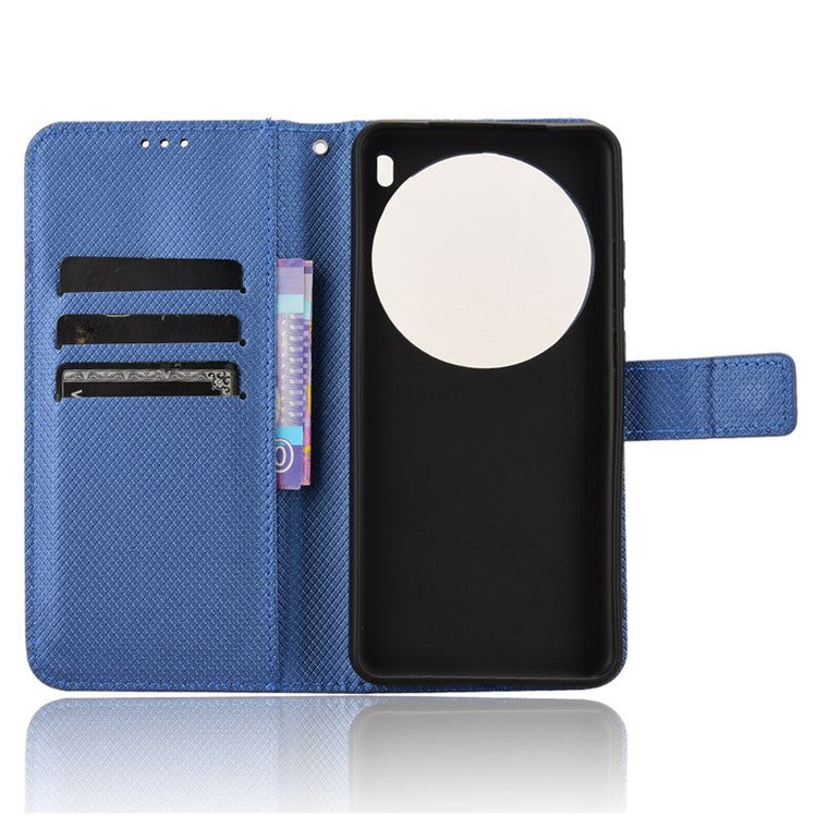 For vivo X200 Pro 5G Case PU Leather Diamond Texture Wallet Phone Cover - Blue