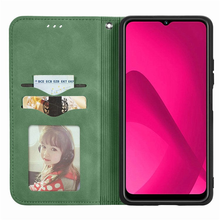 For vivo Y37 Pro 5G Case Skin Touch Feeling Leather Card Holder Phone Cover Magnetic Absorption - Green