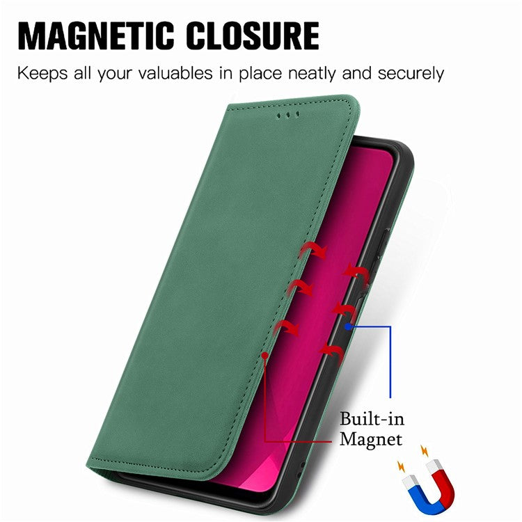 For vivo Y37 Pro 5G Case Skin Touch Feeling Leather Card Holder Phone Cover Magnetic Absorption - Green