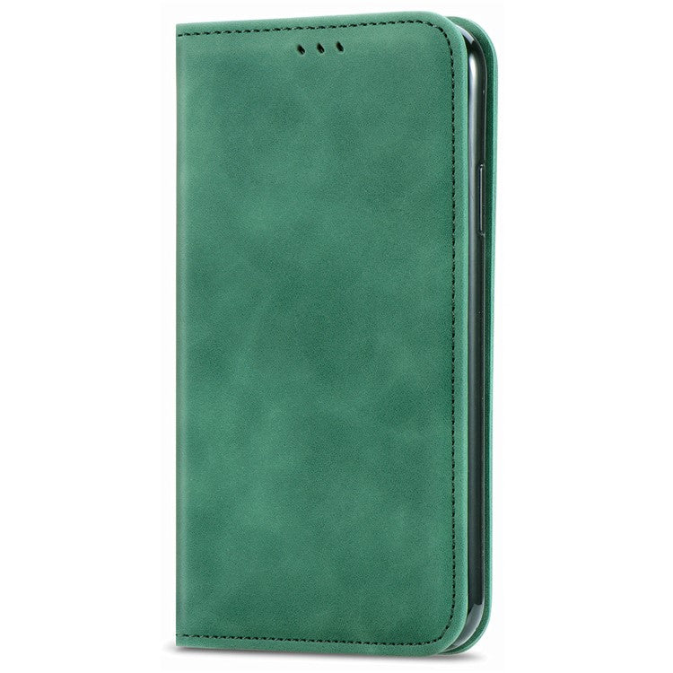 For vivo Y37 Pro 5G Case Skin Touch Feeling Leather Card Holder Phone Cover Magnetic Absorption - Green