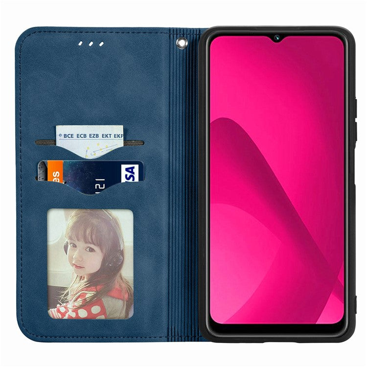 For vivo Y37 Pro 5G Case Skin Touch Feeling Leather Card Holder Phone Cover Magnetic Absorption - Dark Blue