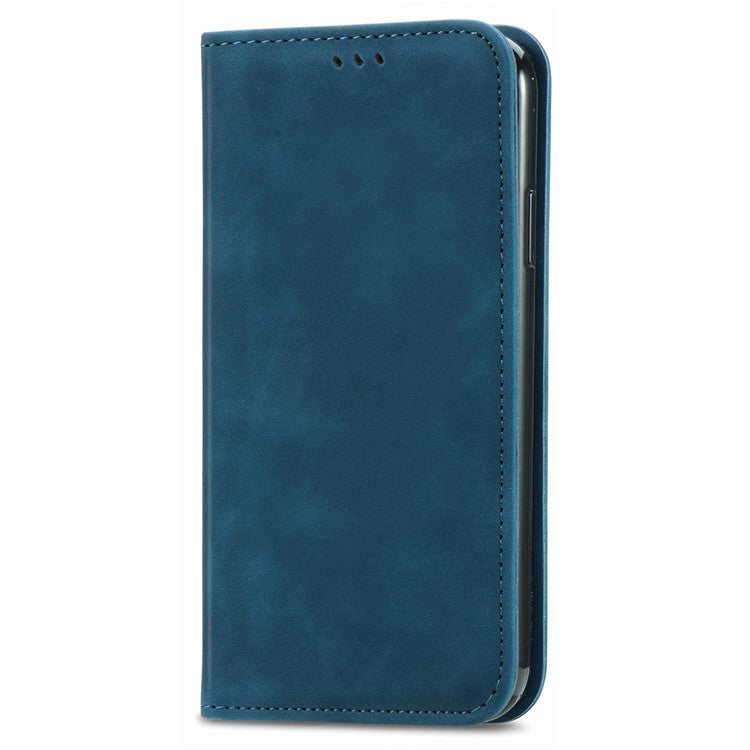 For vivo Y37 Pro 5G Case Skin Touch Feeling Leather Card Holder Phone Cover Magnetic Absorption - Dark Blue