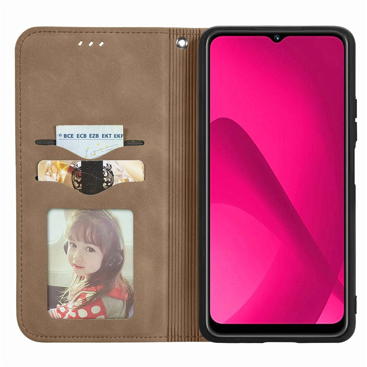 For vivo Y37 Pro 5G Case Skin Touch Feeling Leather Card Holder Phone Cover Magnetic Absorption - Brown