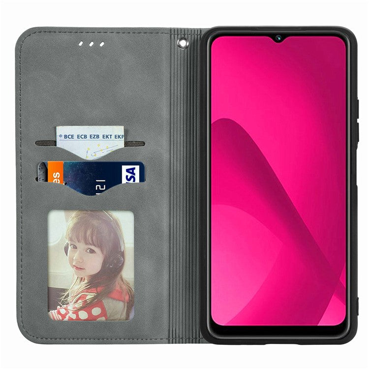 For vivo Y37 Pro 5G Case Skin Touch Feeling Leather Card Holder Phone Cover Magnetic Absorption - Grey