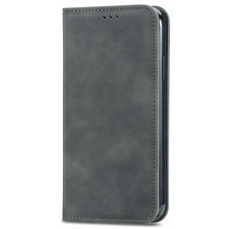 For vivo Y37 Pro 5G Case Skin Touch Feeling Leather Card Holder Phone Cover Magnetic Absorption - Grey