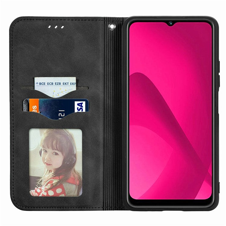 For vivo Y37 Pro 5G Case Skin Touch Feeling Leather Card Holder Phone Cover Magnetic Absorption - Black