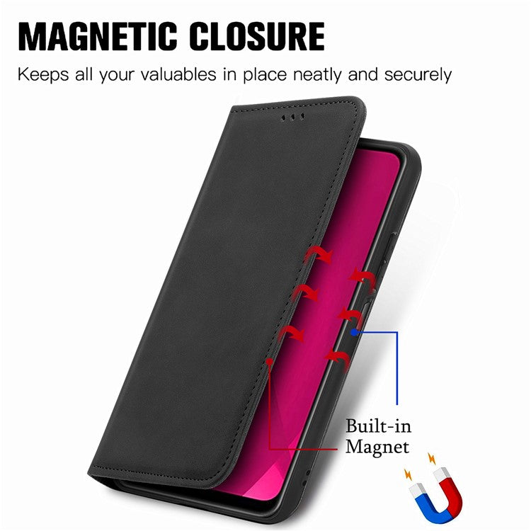 For vivo Y37 Pro 5G Case Skin Touch Feeling Leather Card Holder Phone Cover Magnetic Absorption - Black