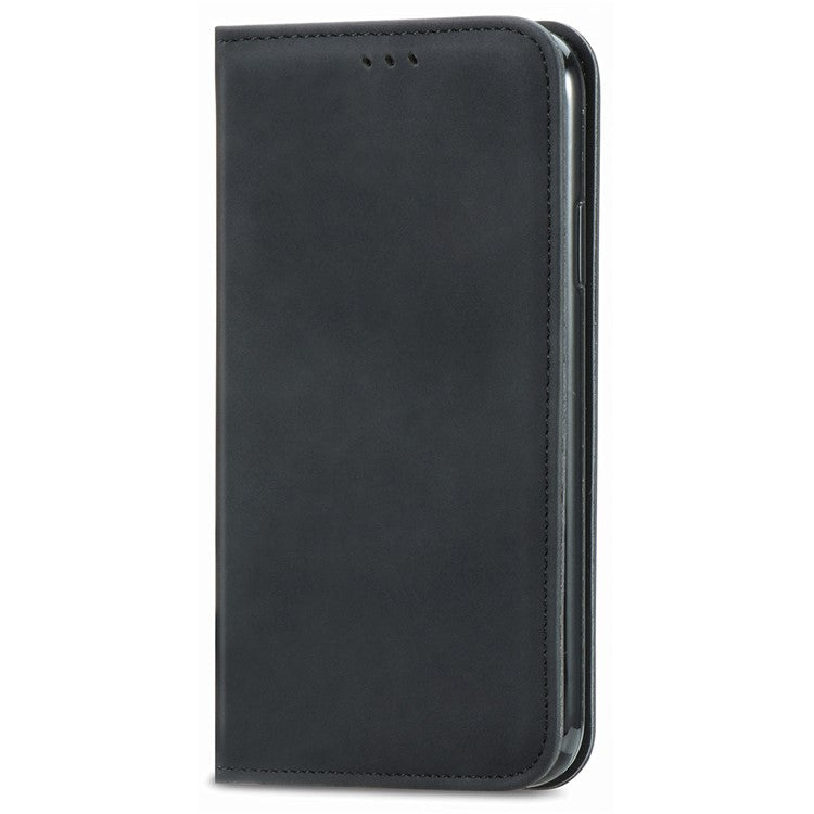 For vivo Y37 Pro 5G Case Skin Touch Feeling Leather Card Holder Phone Cover Magnetic Absorption - Black