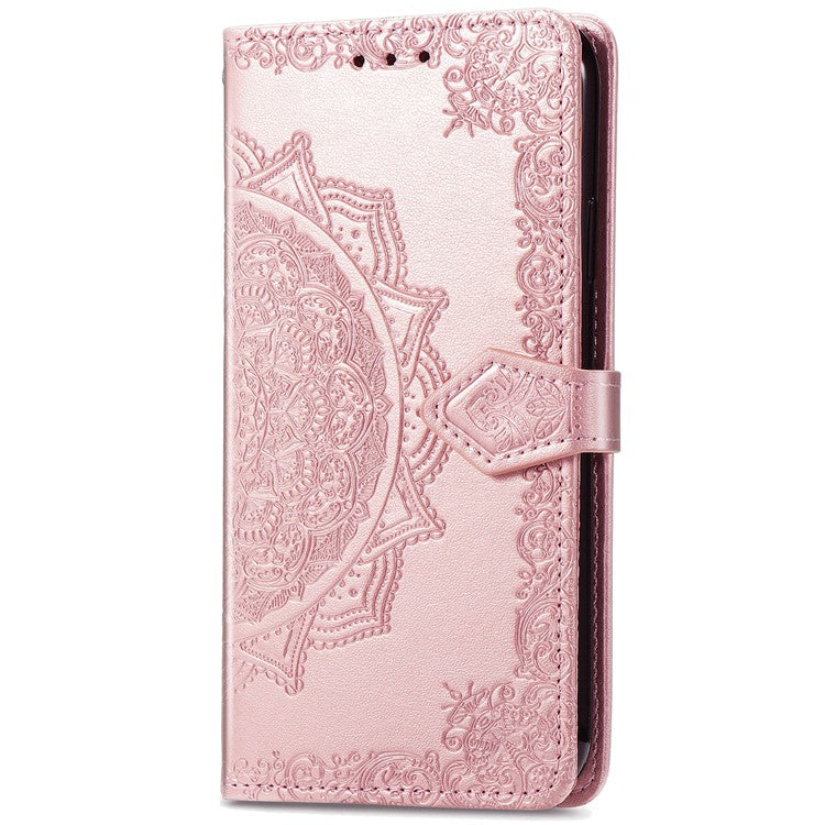 For vivo Y37 Pro 5G Wallet Case Mandala Flower Leather Phone Cover Stand View - Rose Gold