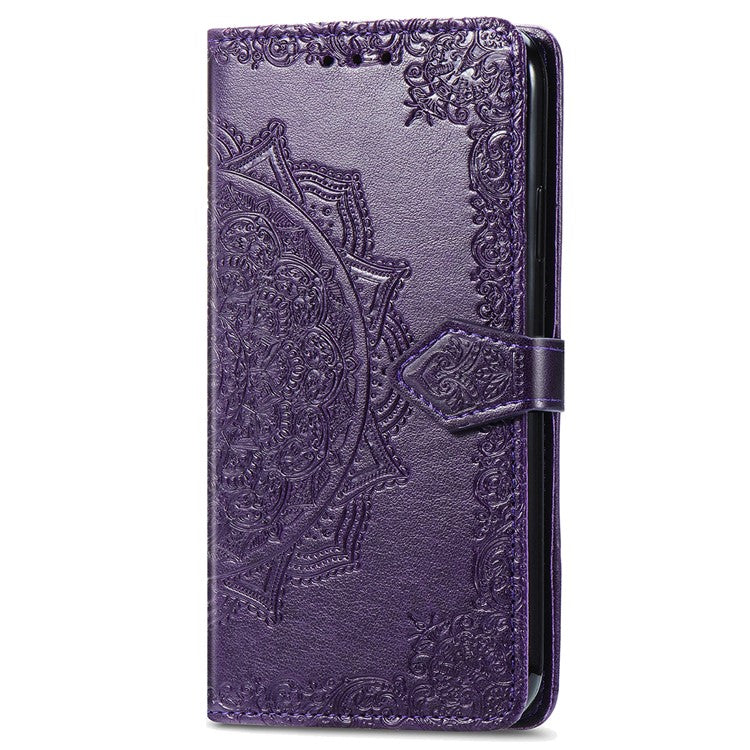 For vivo Y37 Pro 5G Wallet Case Mandala Flower Leather Phone Cover Stand View - Purple