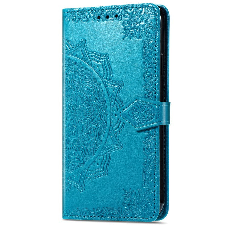 For vivo Y37 Pro 5G Wallet Case Mandala Flower Leather Phone Cover Stand View - Blue