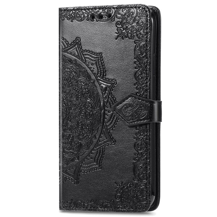 For vivo Y37 Pro 5G Wallet Case Mandala Flower Leather Phone Cover Stand View - Black