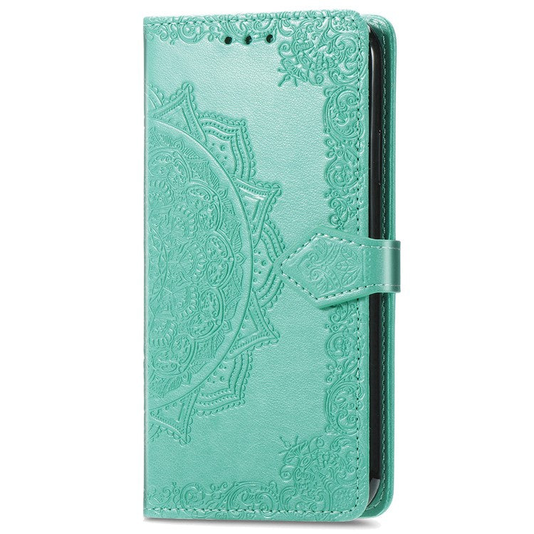 For vivo Y37 Pro 5G Wallet Case Mandala Flower Leather Phone Cover Stand View - Green