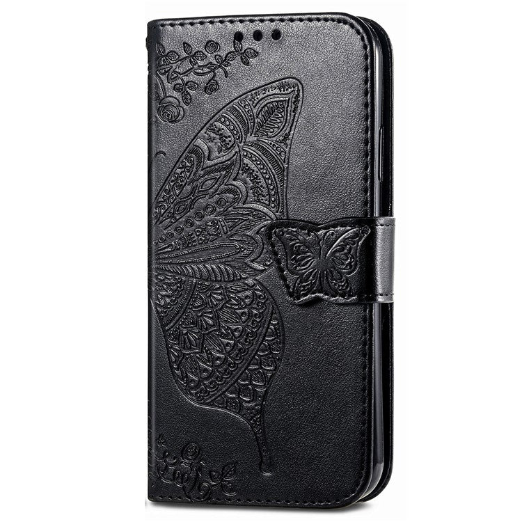 For vivo Y37 Pro 5G Case PU Leather Wallet Phone Cover Butterfly Pattern - Black