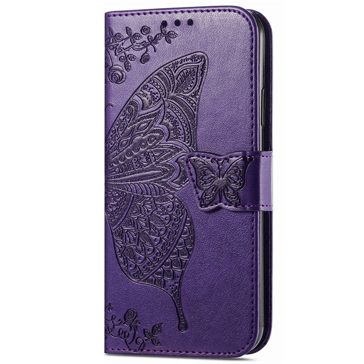 For vivo Y37 Pro 5G Case PU Leather Wallet Phone Cover Butterfly Pattern - Dark Purple