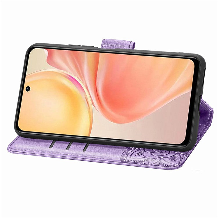 For vivo Y37 Pro 5G Case PU Leather Wallet Phone Cover Butterfly Pattern - Light Purple