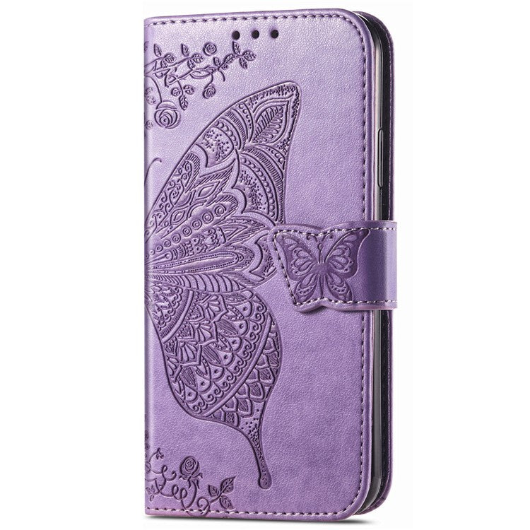 For vivo Y37 Pro 5G Case PU Leather Wallet Phone Cover Butterfly Pattern - Light Purple