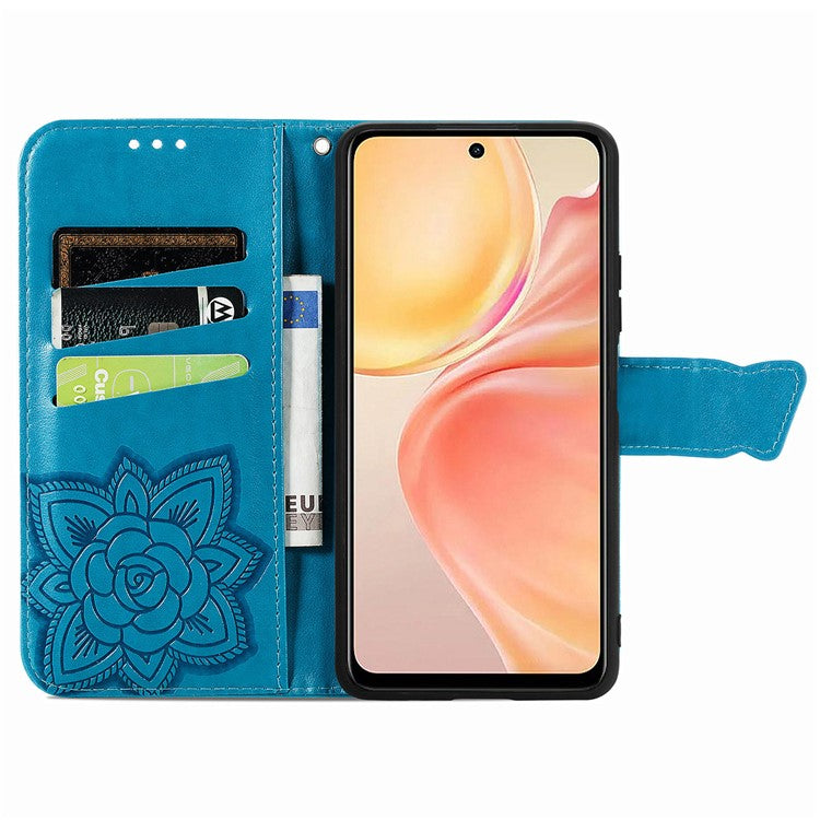 For vivo Y37 Pro 5G Case PU Leather Wallet Phone Cover Butterfly Pattern - Blue