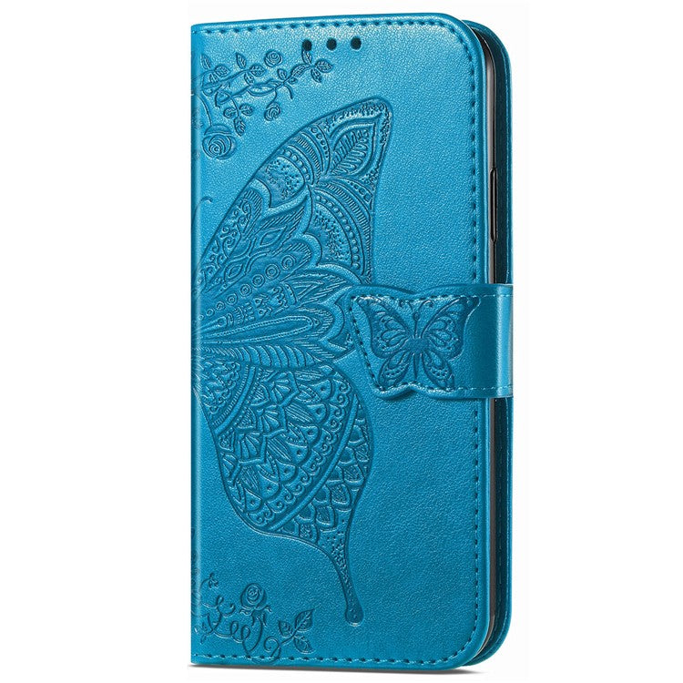 For vivo Y37 Pro 5G Case PU Leather Wallet Phone Cover Butterfly Pattern - Blue