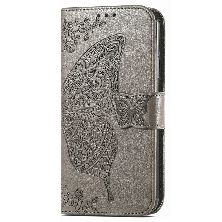 For vivo Y37 Pro 5G Case PU Leather Wallet Phone Cover Butterfly Pattern - Grey